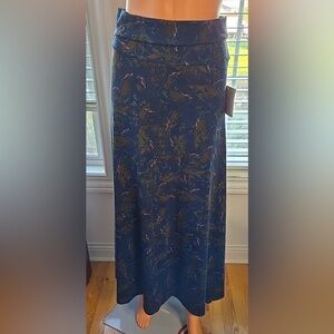 LuLaRoe Blue and Pink Bird Design Maxi Skirt NWT 55.00